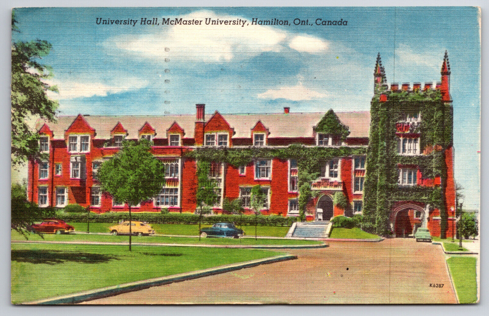 Vintage Canada Postcard University Hall McMaster University Hamilton Ontario