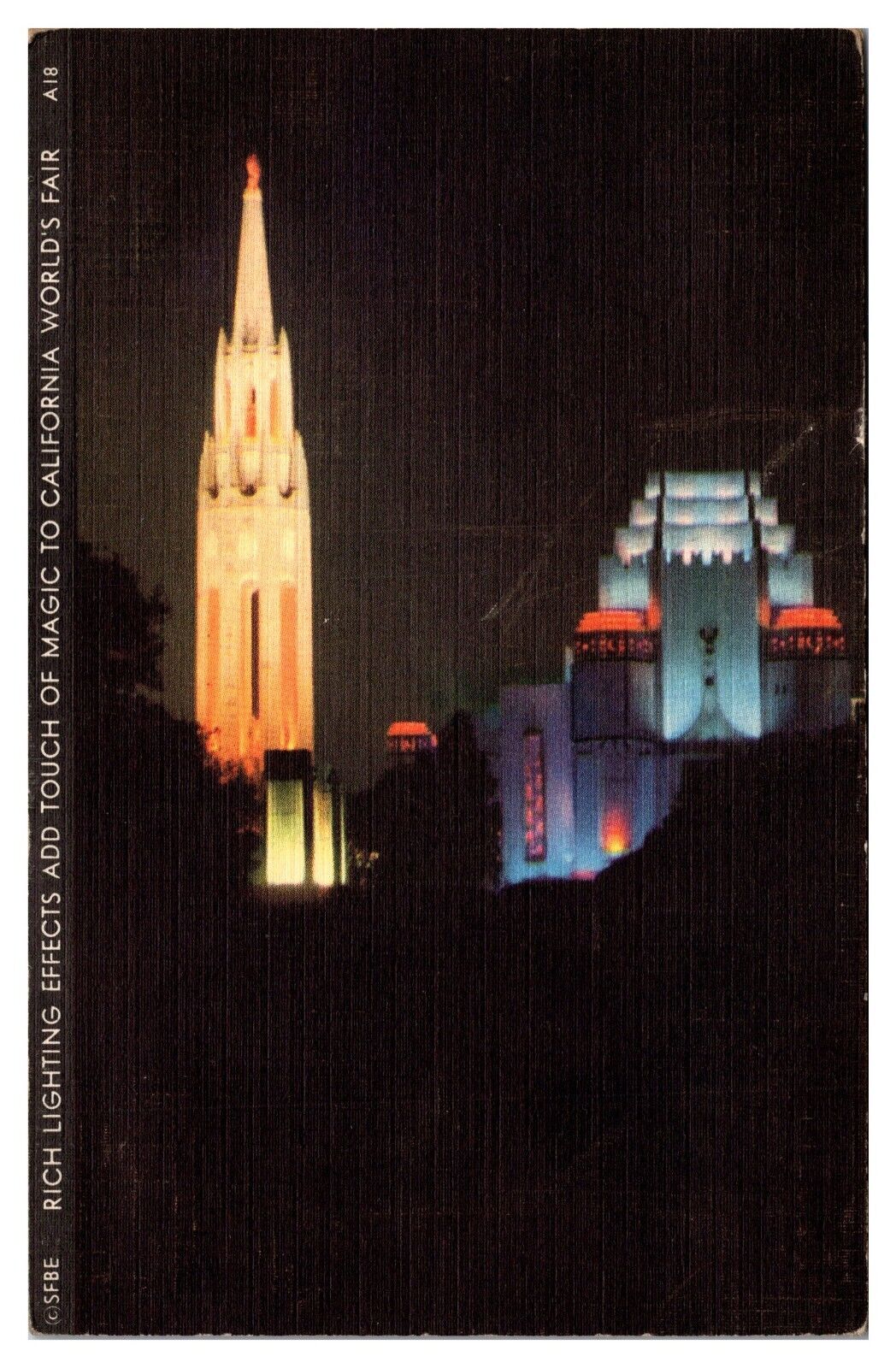 1939 California\'s Worlds Fair, Rich Lighting Effects, San Francisco, CA Postcard
