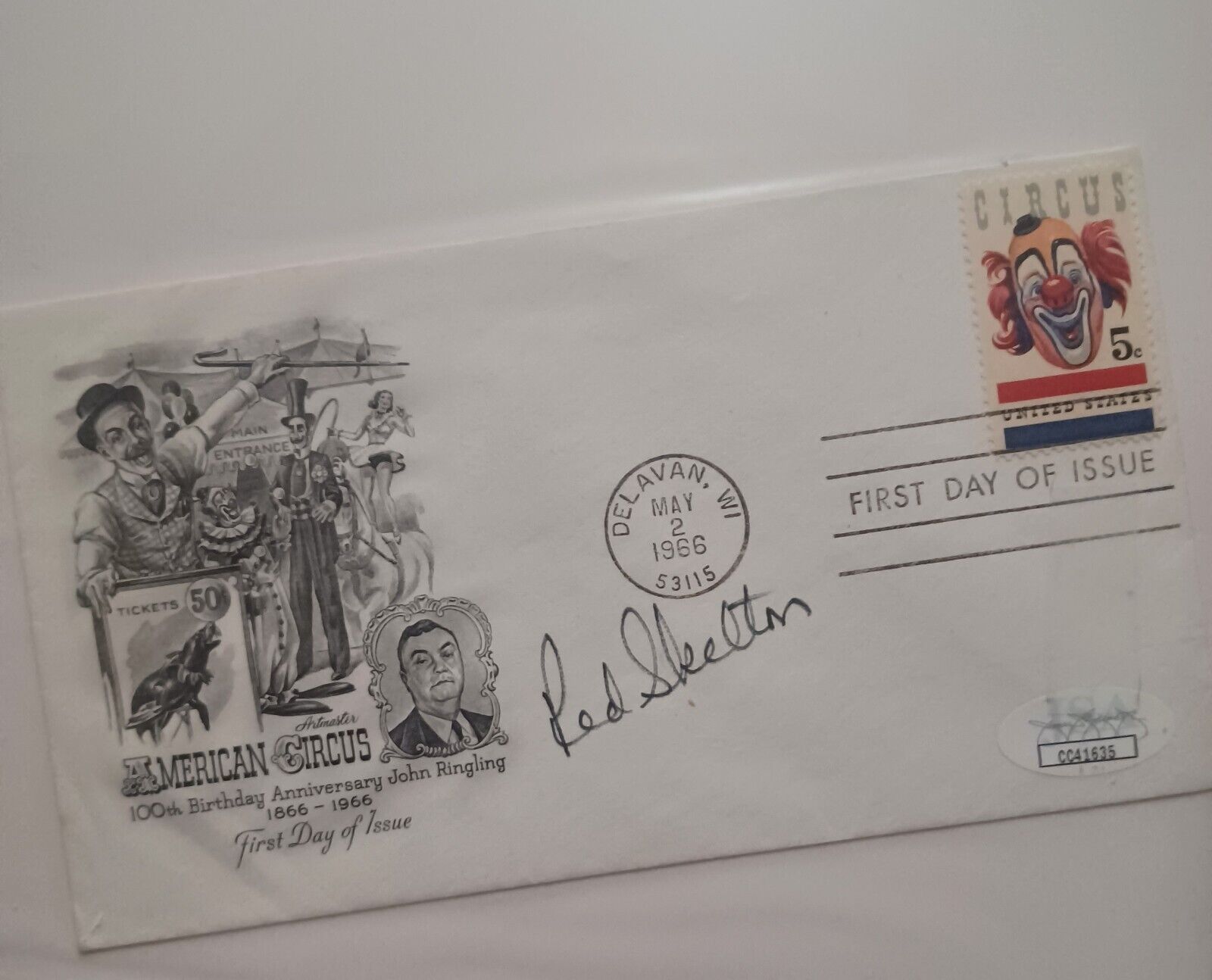 Red Skelton Pioneer Comedian Clown Signed 1st Day Cover Autograph JSA COA