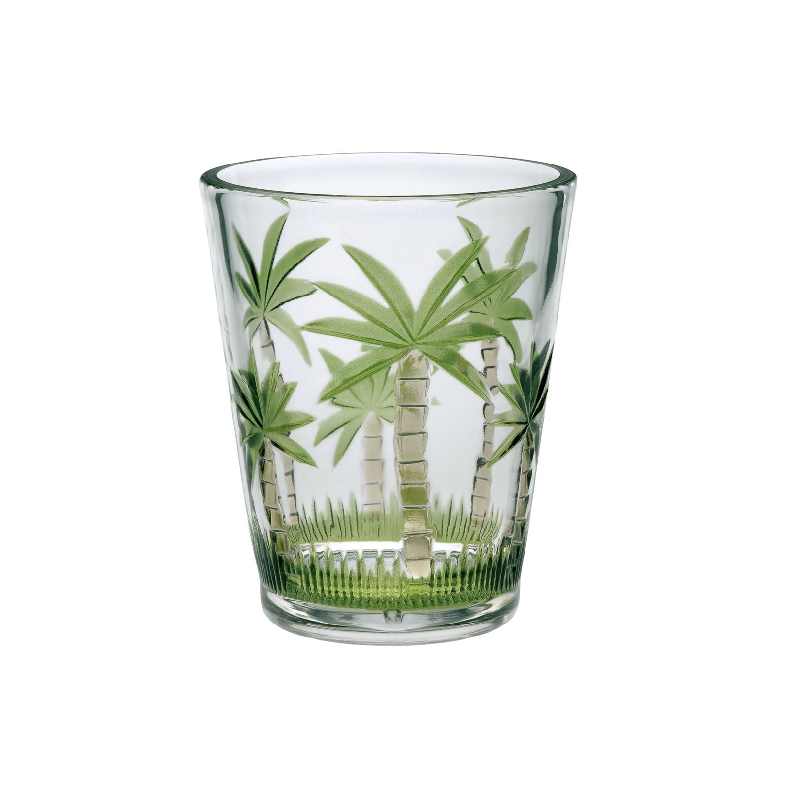 Set of Four Green Floral Acrylic Stemless Whiskey Glass