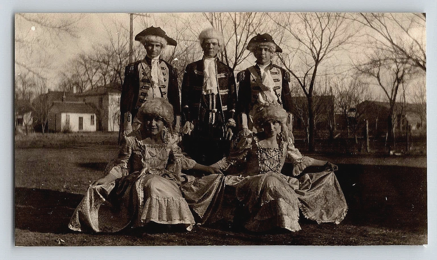 Original Old Vintage Antique Outdoor Photo People Revolutionary War Costumes