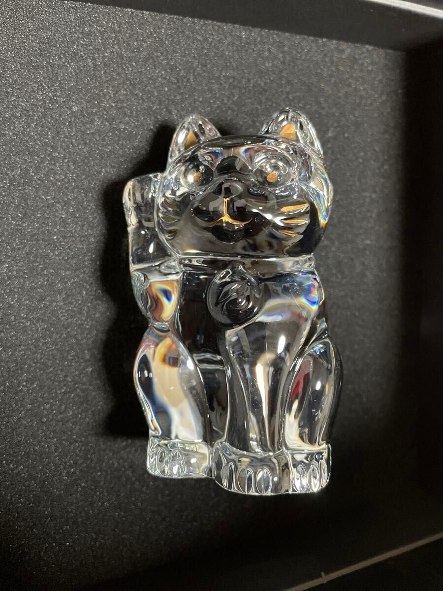 Baccarat Maneki Neko Lucky Fortune Beckoning Cat Crear Crystal