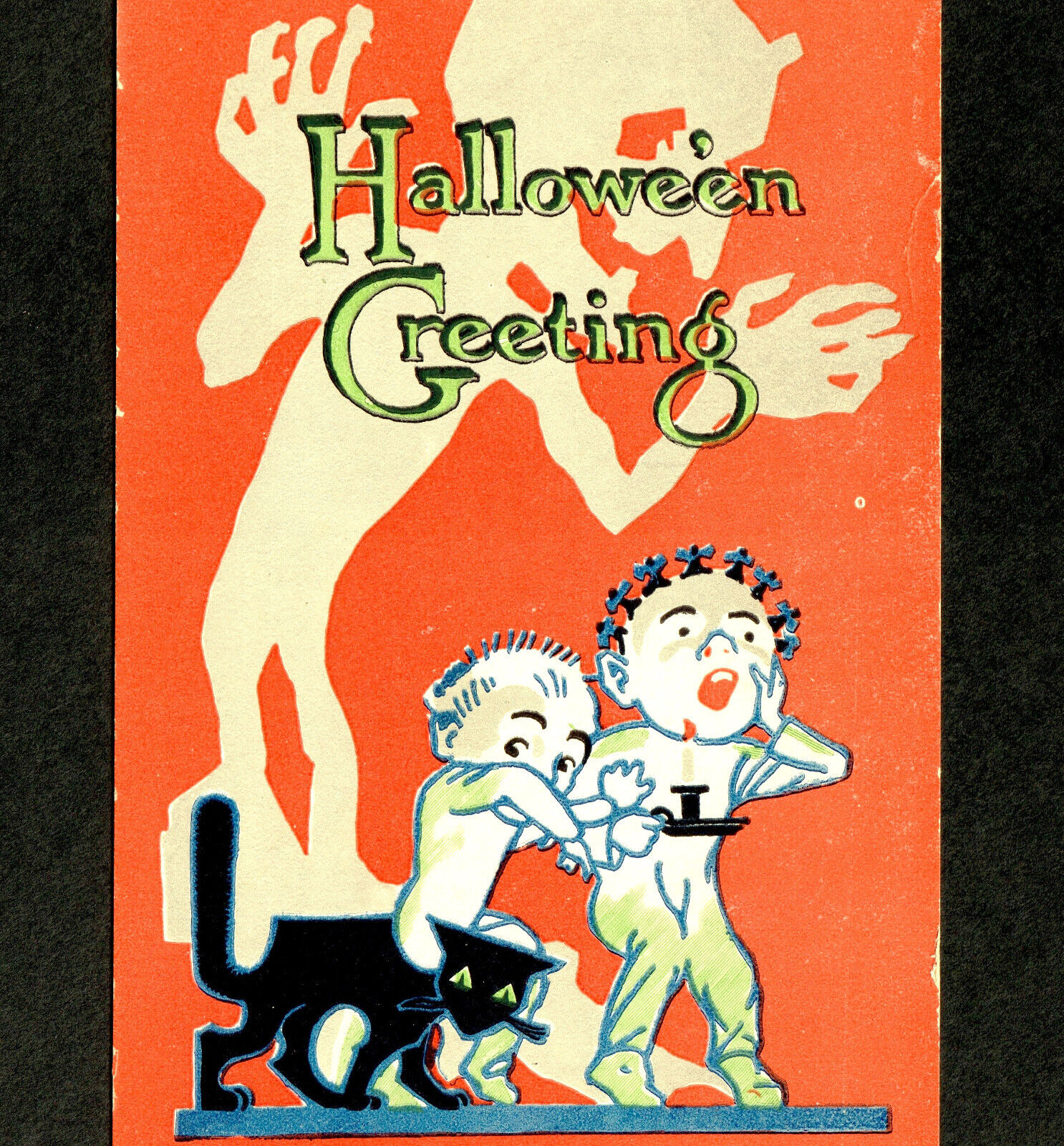 Monster Ghost Halloween Fairman Pink of Perfection 6932 Boys Cat Orange PostCard