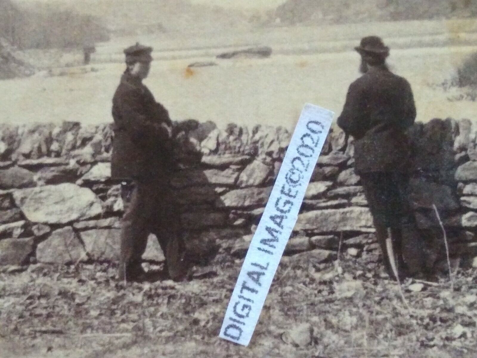 1870s SV of Two MEN by WALL at Flat Rock Tunnel in 18PHILADELPHIA PA Manayunk PA