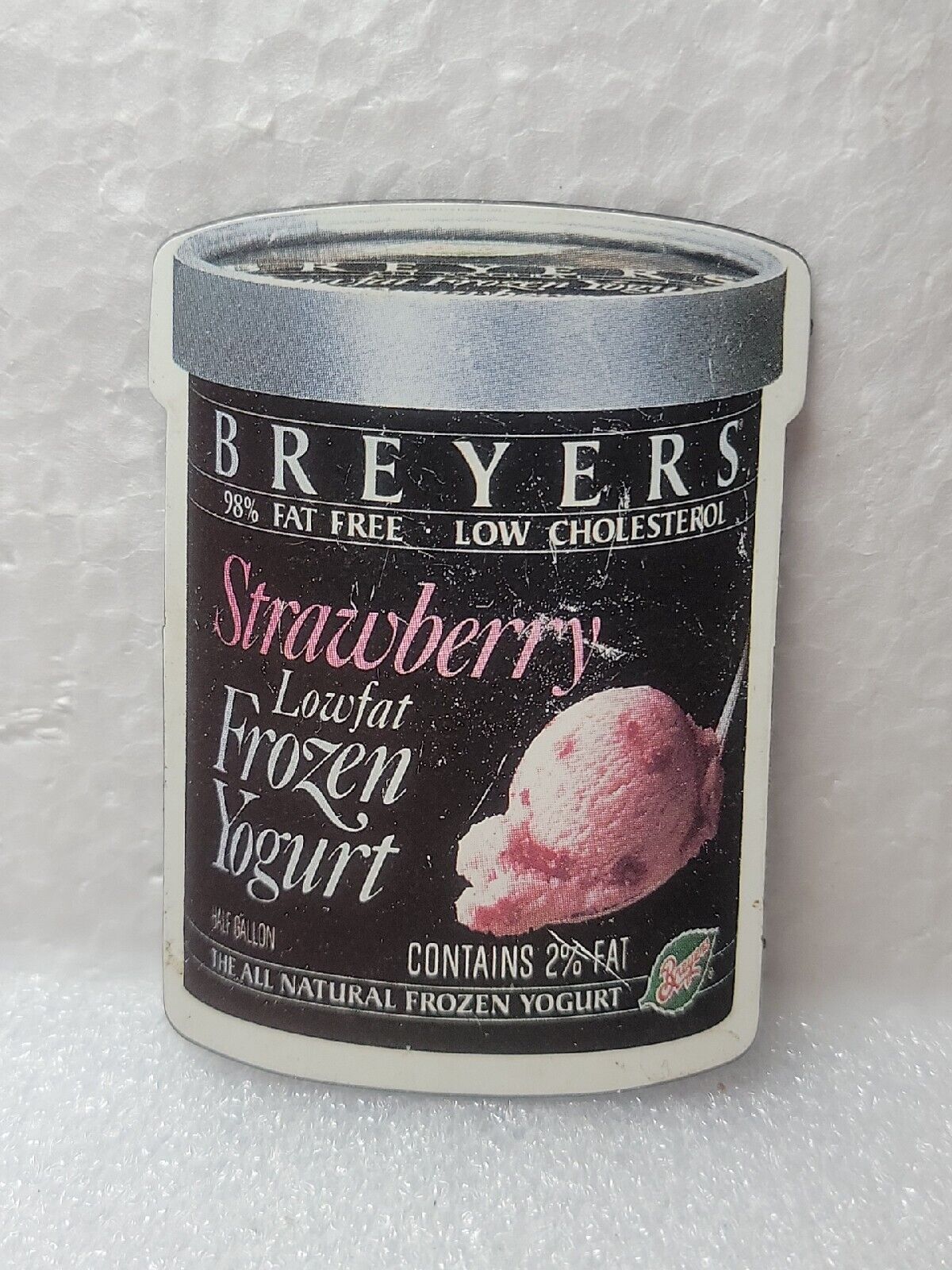 Vintage Flexible Rubber Breyers Strawberry Low Fat Frozen Yogurt Magnet