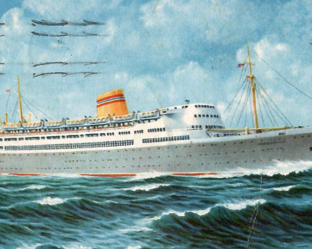 Vintage Chrome Postcard Norwegian American Line World Cruises Denmark USA Canada