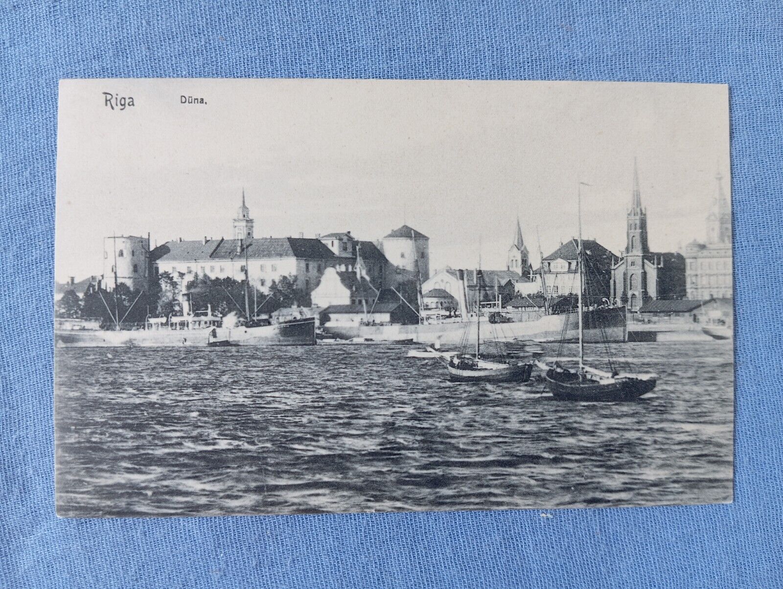 Antique postcard Latvia Riga Düna