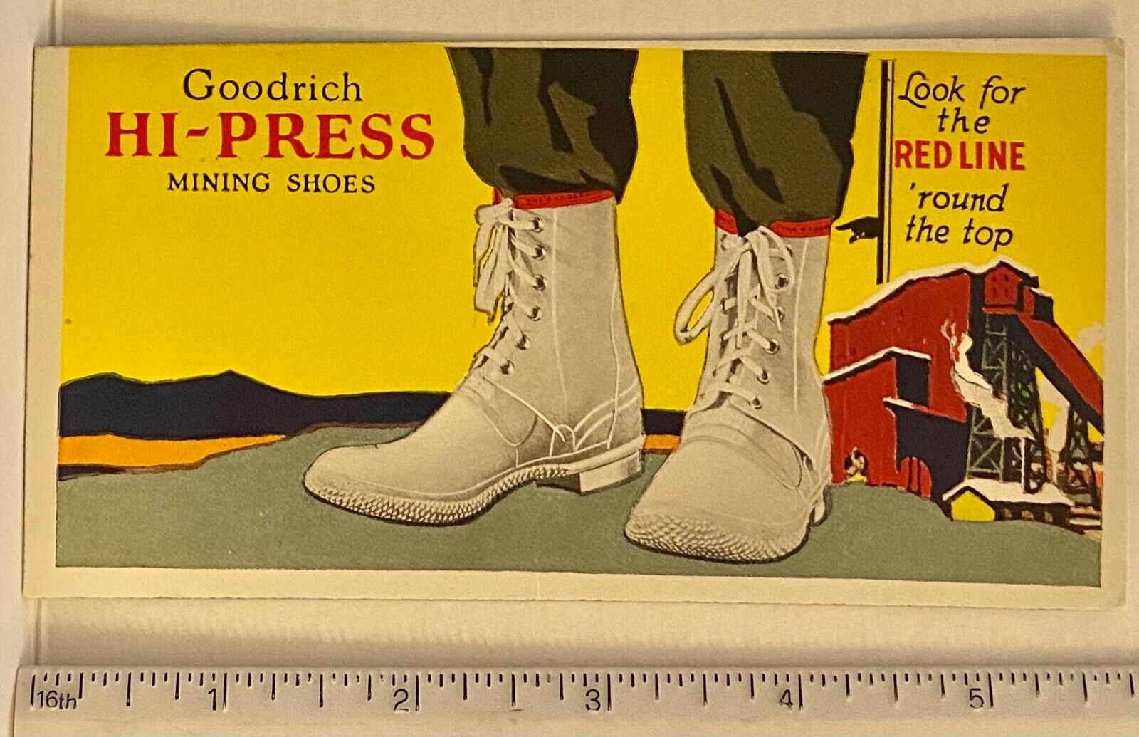 Goodrich Hi~Press Mining Shoes Advertising Ink Blotter Mining Scene