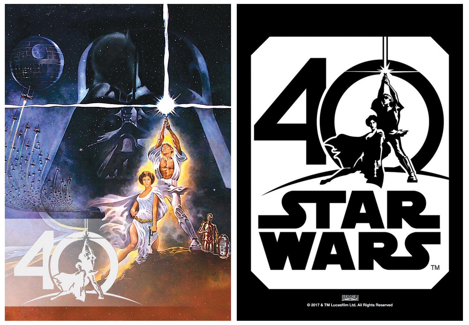 STAR WARS 40th ANNIVERSARY 2017 - Promo Card - Luke Skywalker Princess Leia
