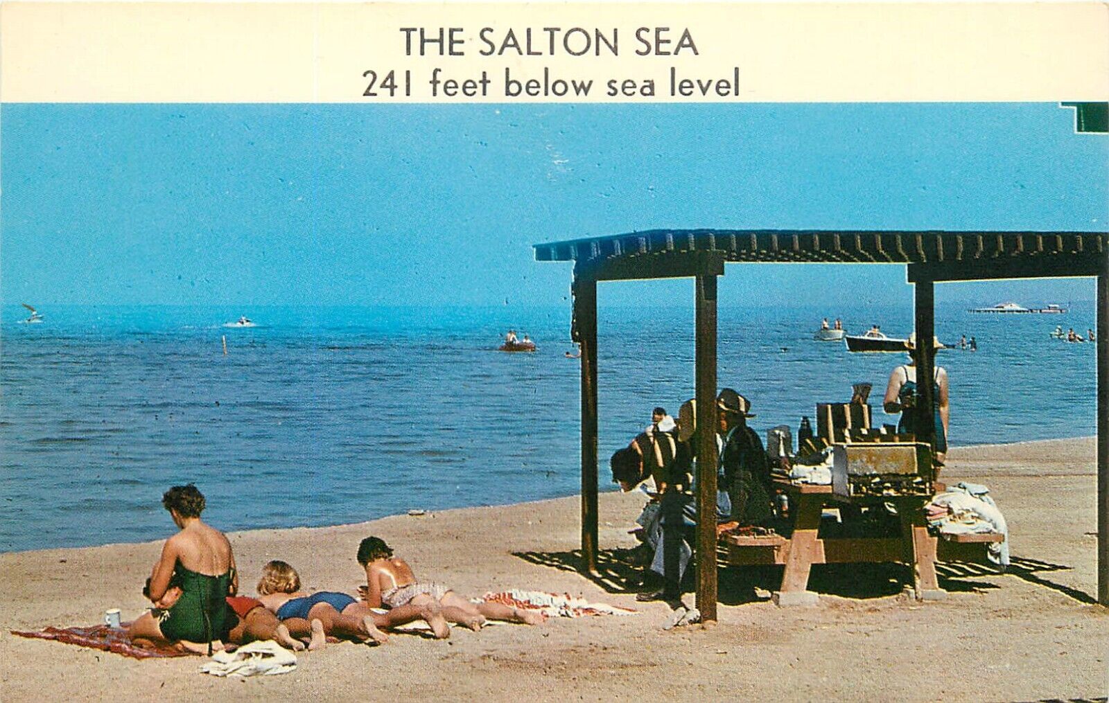 c1950s The Salton Sea, Beach Scene, California Postcard