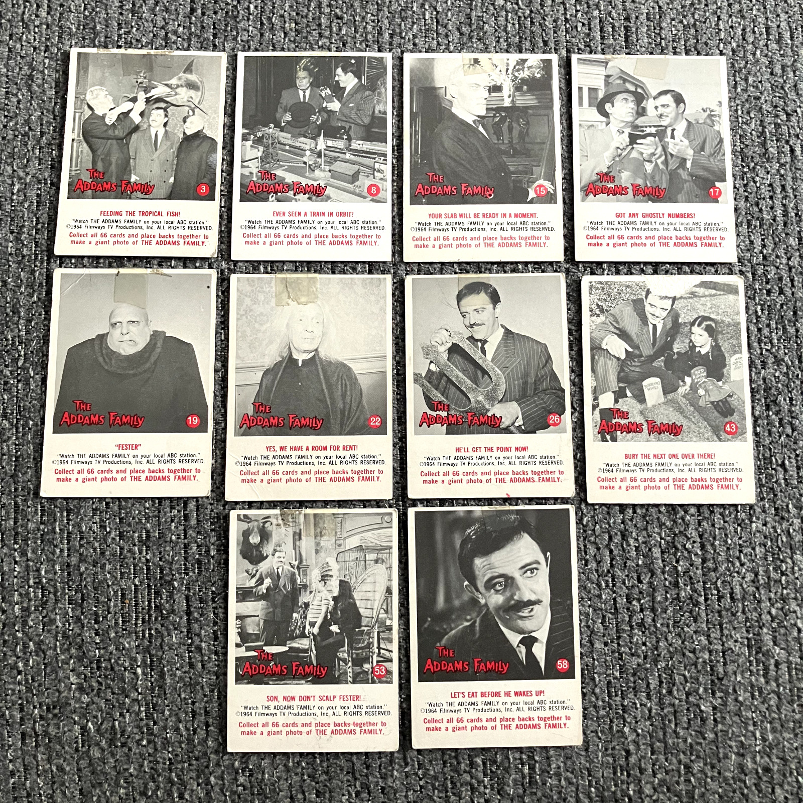 1964 Donruss The Addams Family Card Lot of 10 Vintage