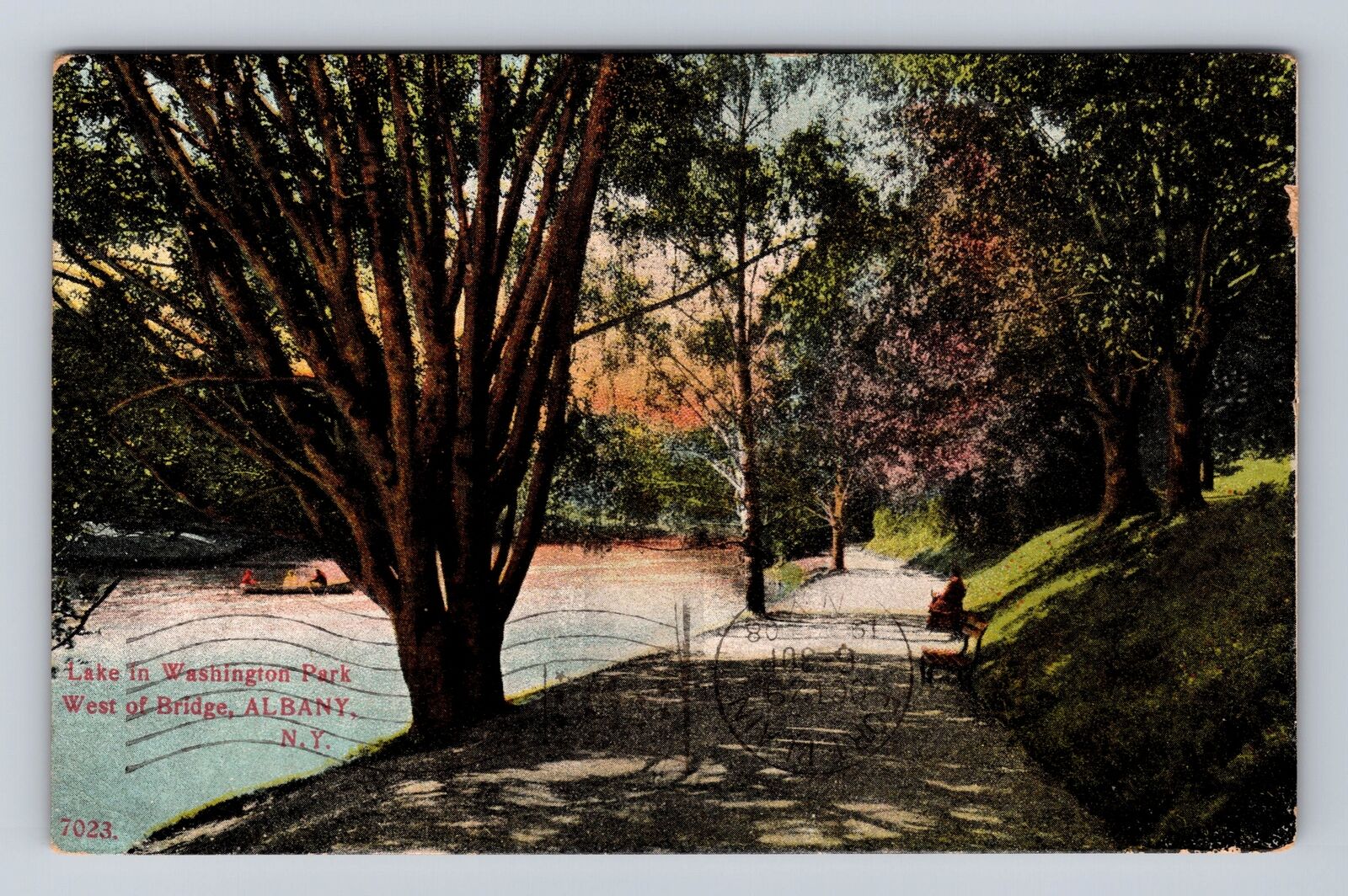 Albany NY- New York, Lake In Washington Park, Antique, Vintage c1908 Postcard