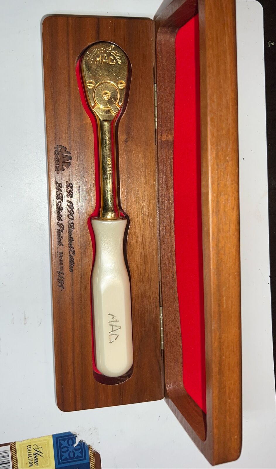 NEW Mac Tools Limited Edition 24K Gold Plated Ratchet XR1990 w/Wood Box  09456