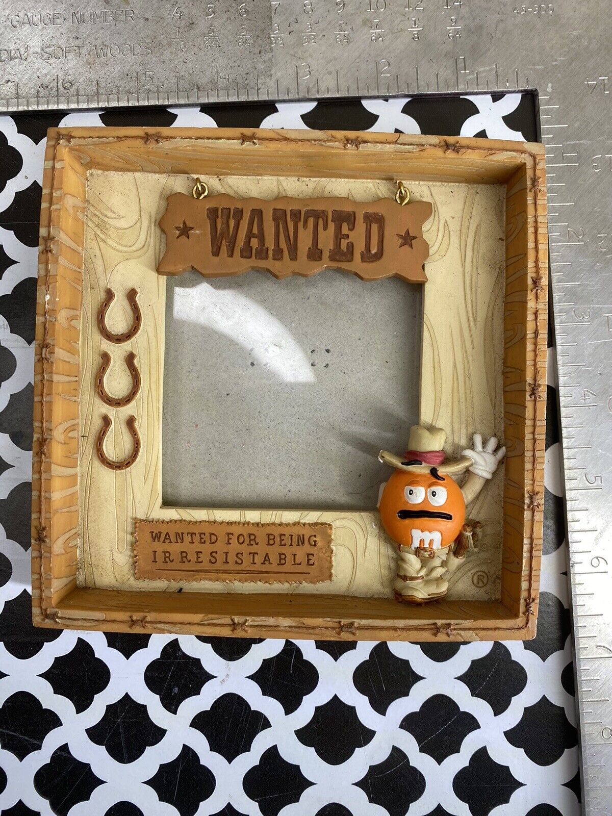 M&M’s Picture Frame Orange Cowboy Figure WANTED FOR BEING IRRESISTIBLE 