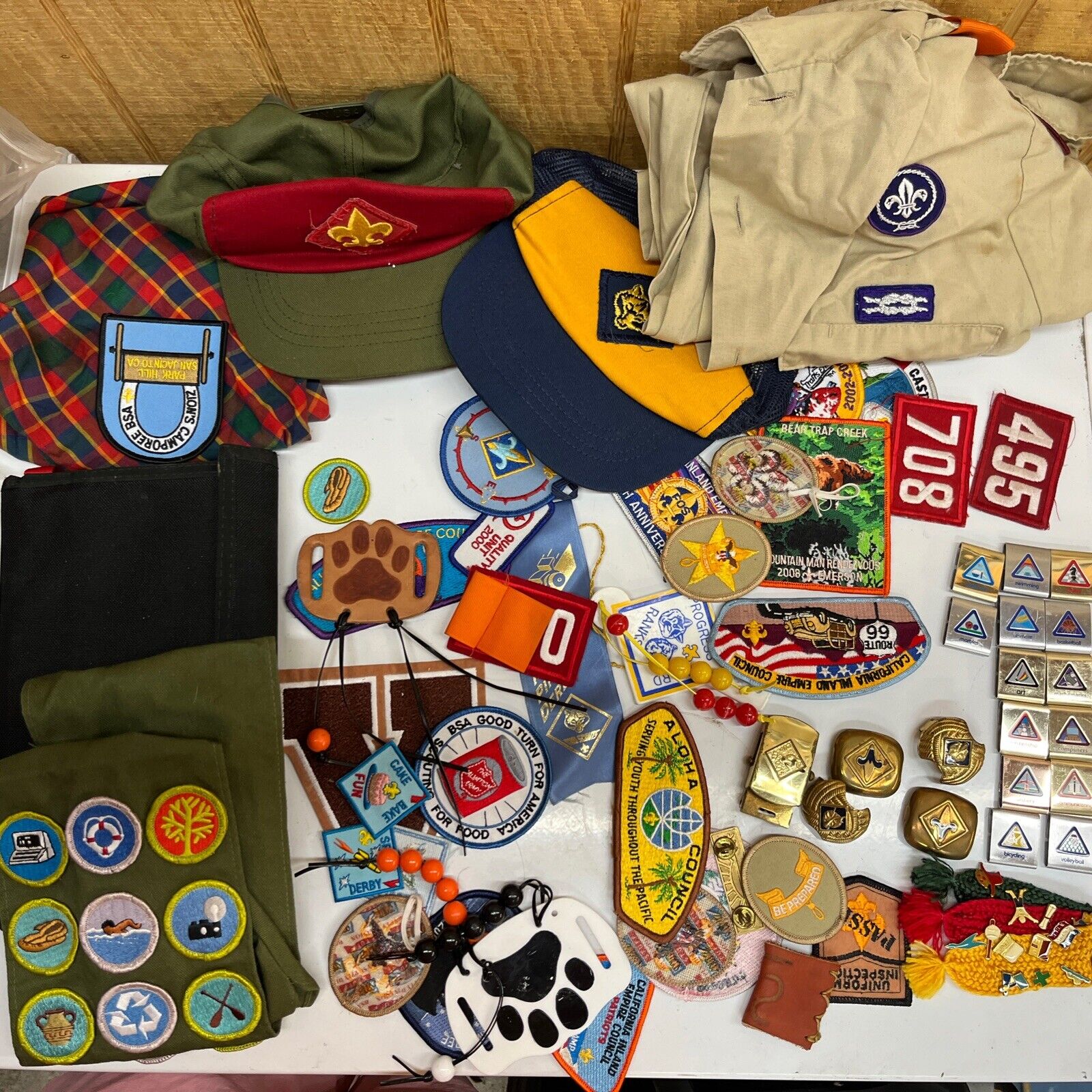 BSA Boy Scouts Of America Bundle Lot Patches, Caps, Shirt, Book