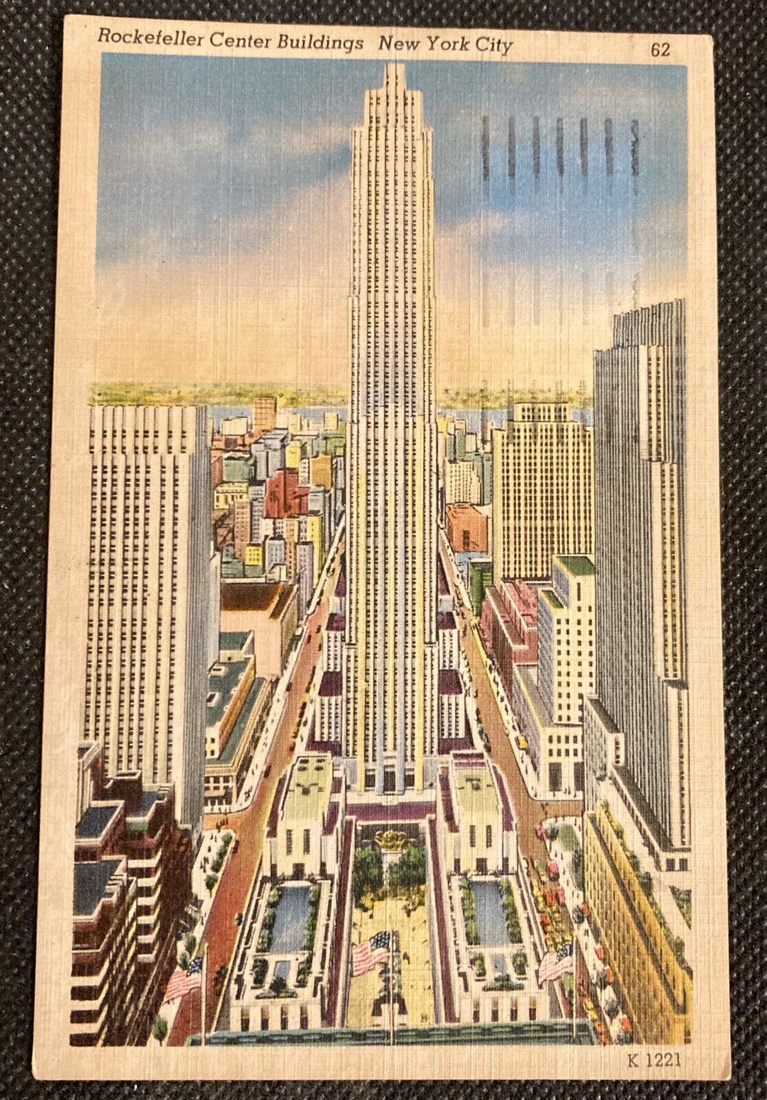 New York City Rockefeller Center Vintage Linen Postcard