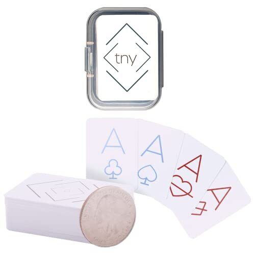 tny 2 - Ultra Mini Waterproof Playing Cards  Custom Plastic Case, Full Card Deck