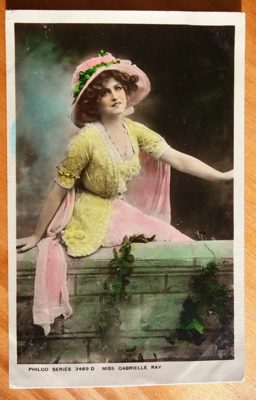 Miss Gabrielle Ray English actress singer colored real photo postcard pmk 1908