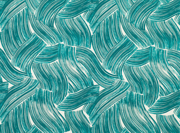 Zinc Textile Large Brushstroke Print Fabric- Macaroni / Lagoon 0.90 yds Z465/05