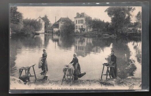 Le Moulin des Garconettes and Washerwomen France Postcard Not Posted