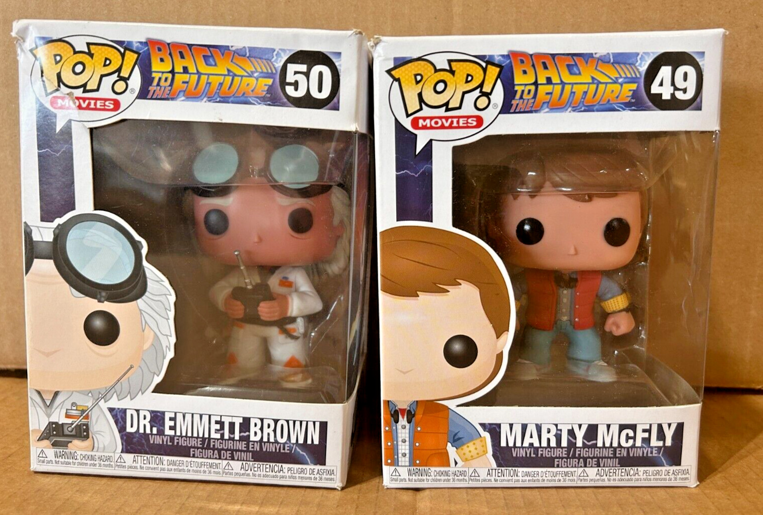 Funko Pop Dr. Emmett Brown & Marty McFly - Back to The Future BUNDLE -*DMG BOX
