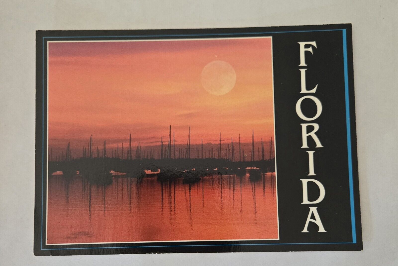 Vintage 1984 Florida Moon over the Marina Vintage 4x6 Postcard 
