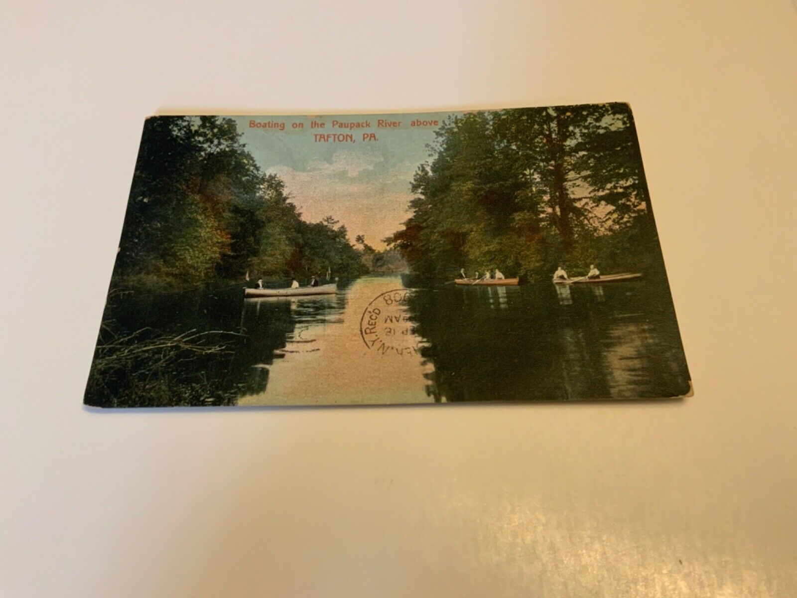 Tafton, PA. ~ Boating on the Paupack River -  1903 Antique Postcard