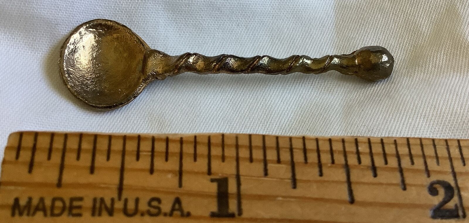 Tiny Brass Salt Cellar Spoon - 1 7/8\