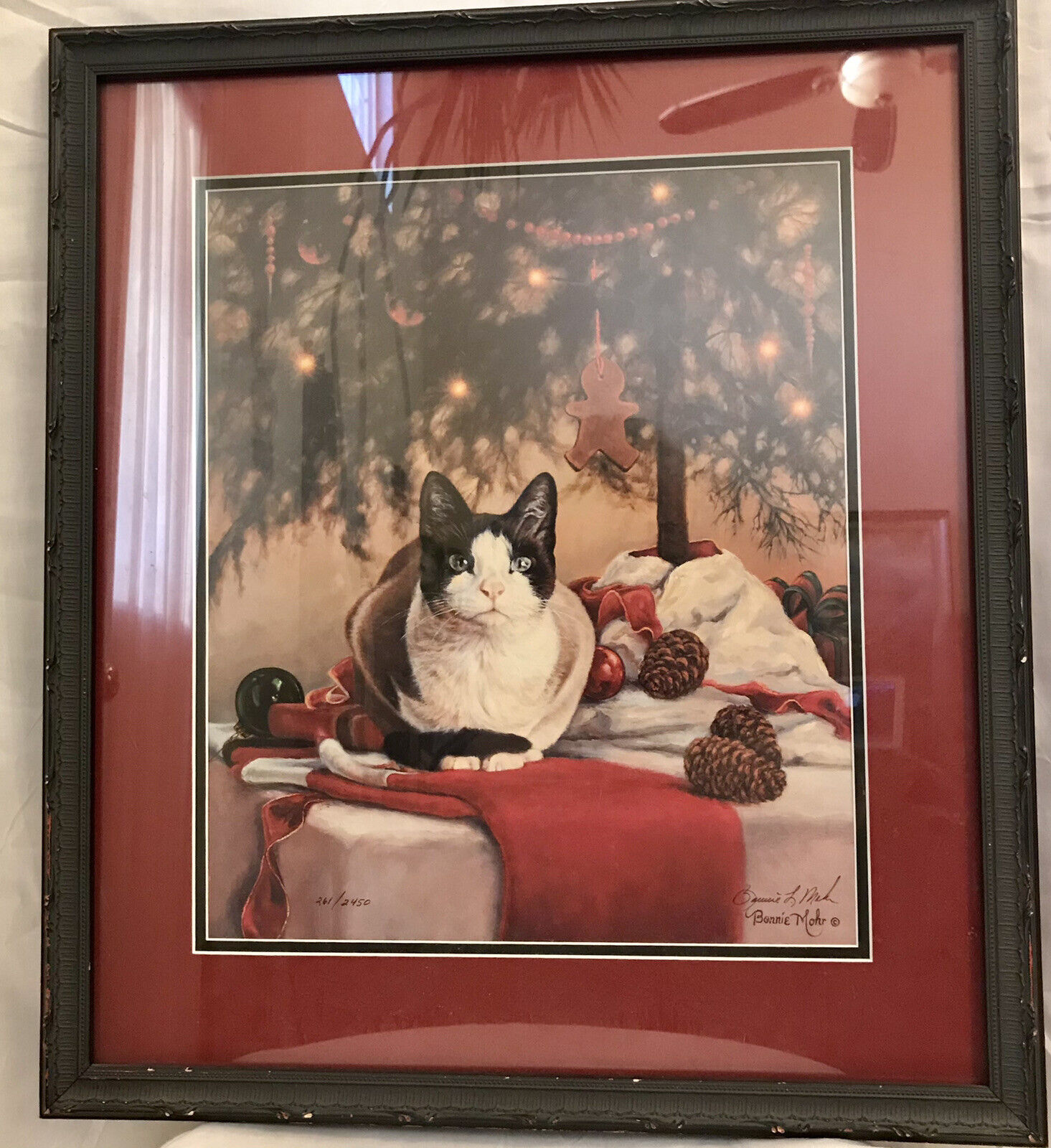 Christmas PRINT Cat Gingerbread Dreams Art Print Bonnie  Mohr Signed 261/2450