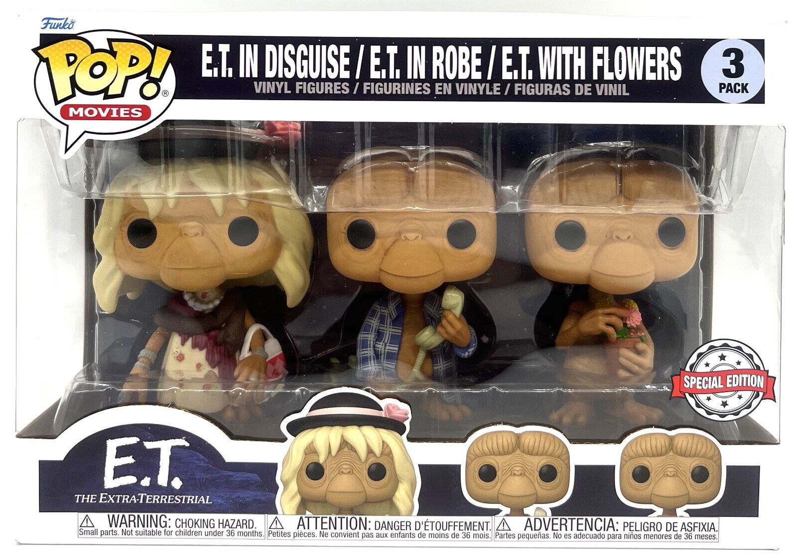 Funko Pop Movies E.T. 40th Anniversary 3 Pack Special Edition