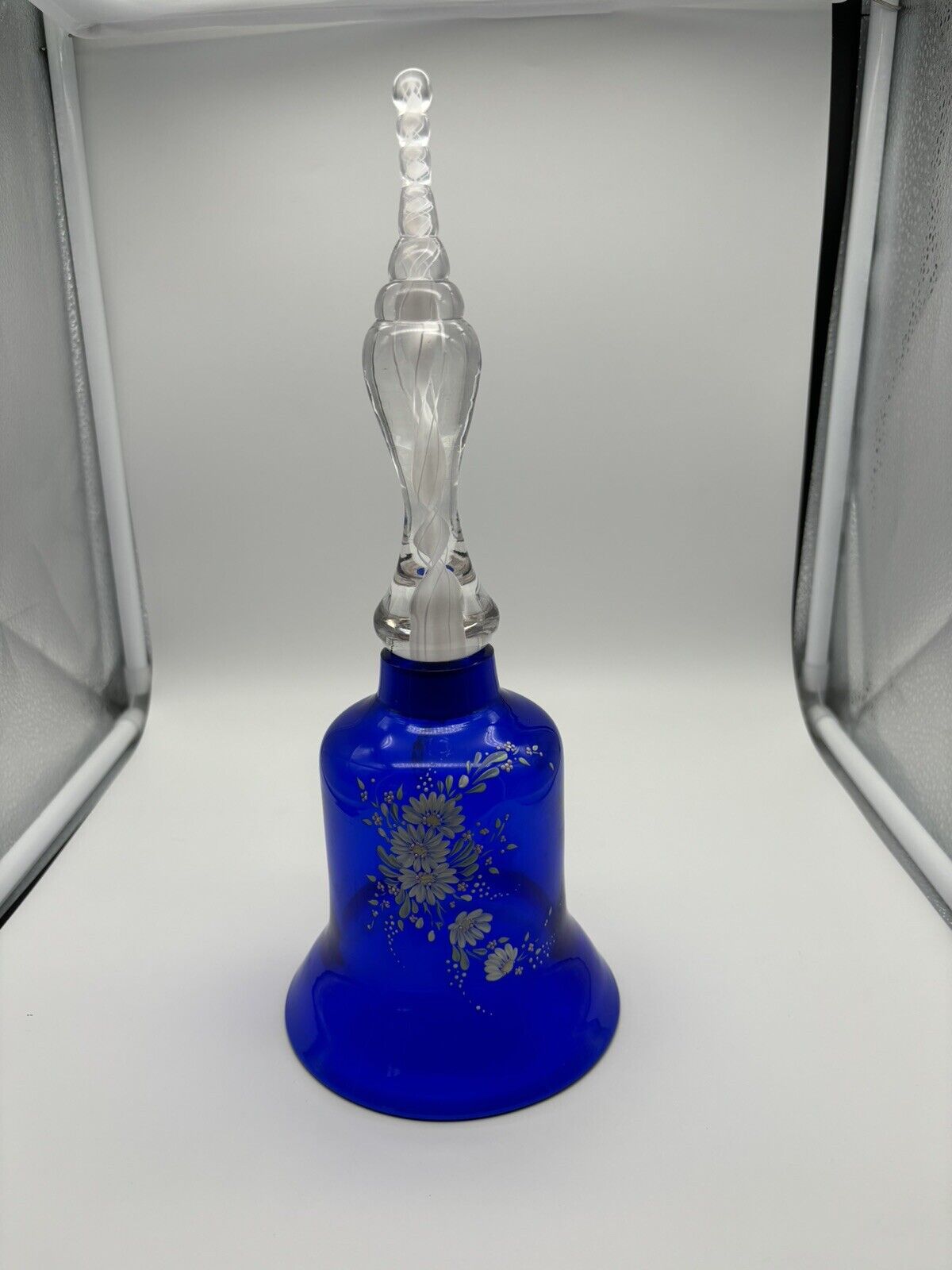 Vintage Pairpoint large Royal Blue clear Wedding Crystal Bell Butterfly Flowers