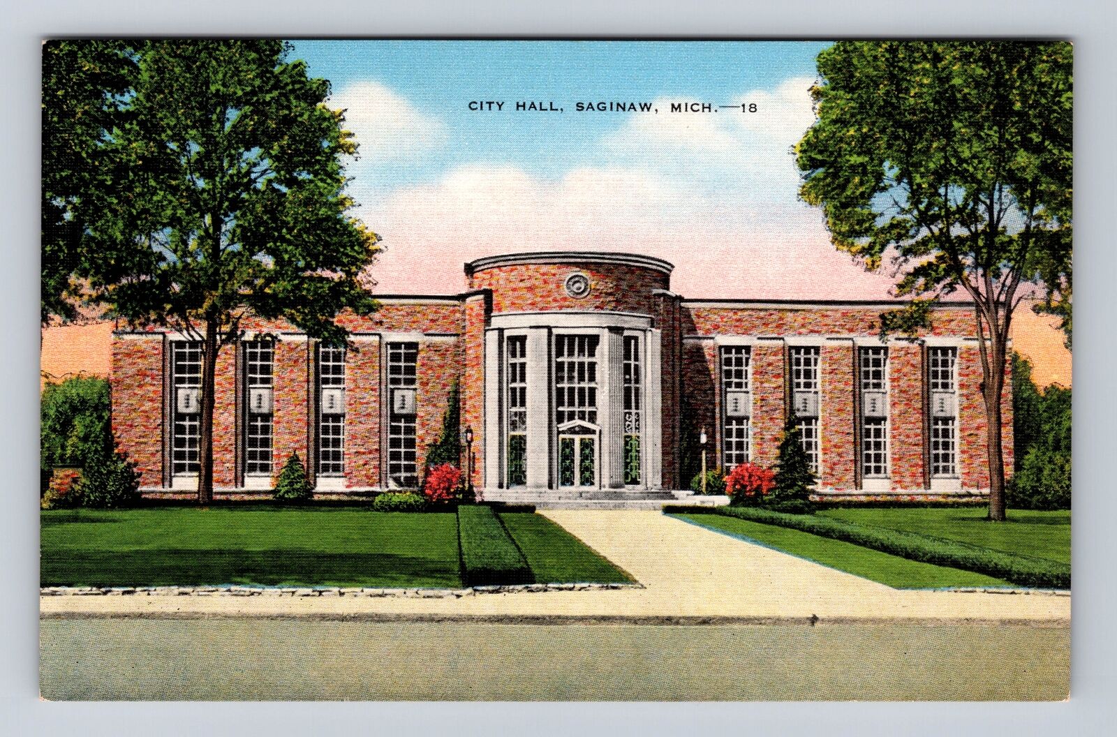 Saginaw MI- Michigan, City Hall, Antique, Vintage Souvenir Postcard