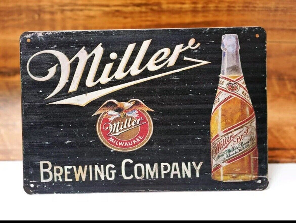 Miller Beer Vintage Style Wood Bar Sign Poster Man Cave Collectible New