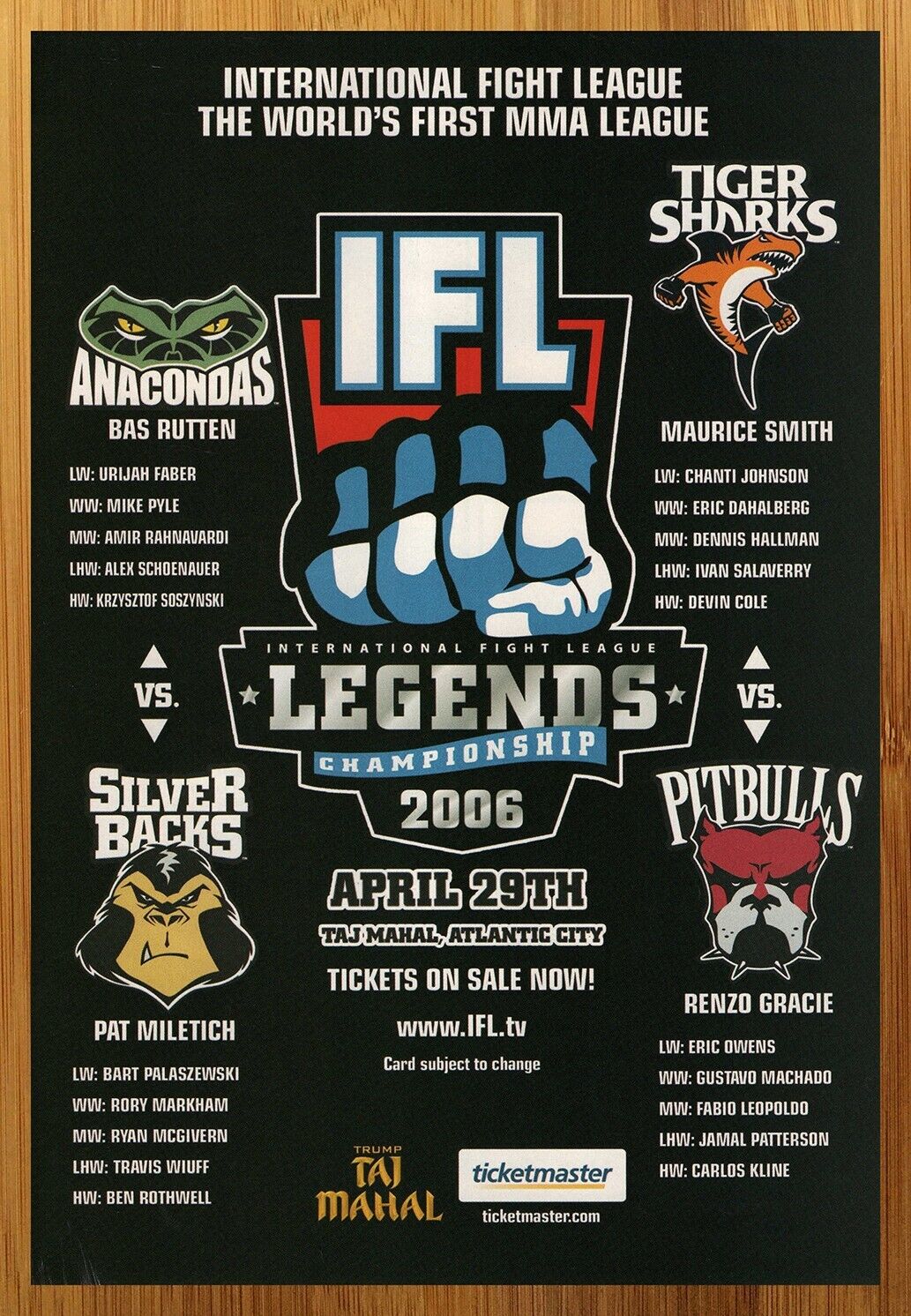 2006 IFL MMA Championship Print Ad/Poster Martial Arts Sports Man Cave Art 00s