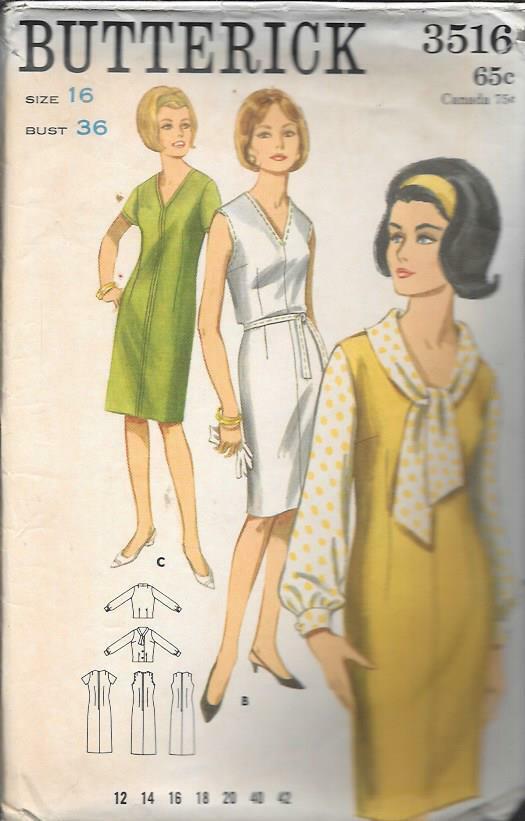 Vintage Butterick #3516 Misses\' Dress, Jumper & Blouse - Size 16