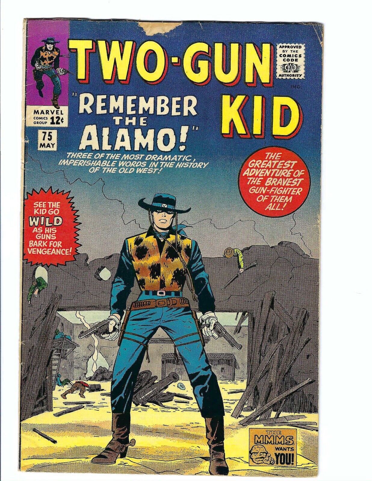 Two Gun Kid 75, VG 4.0, Marvel 1965, Silver Age, Jack Kirby, Dick Ayers