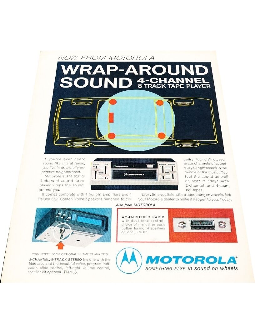 1971 Motorola TM920 Sound System  Vintage Advertisement Car Print Ad J415
