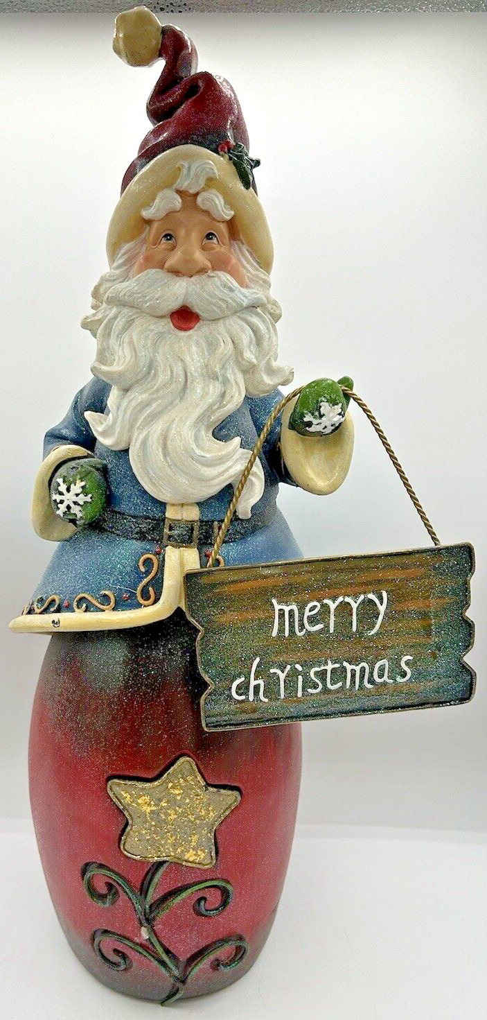 Large Glittery Santa Bobble Claus Merry Christmas Figurine 20.5\