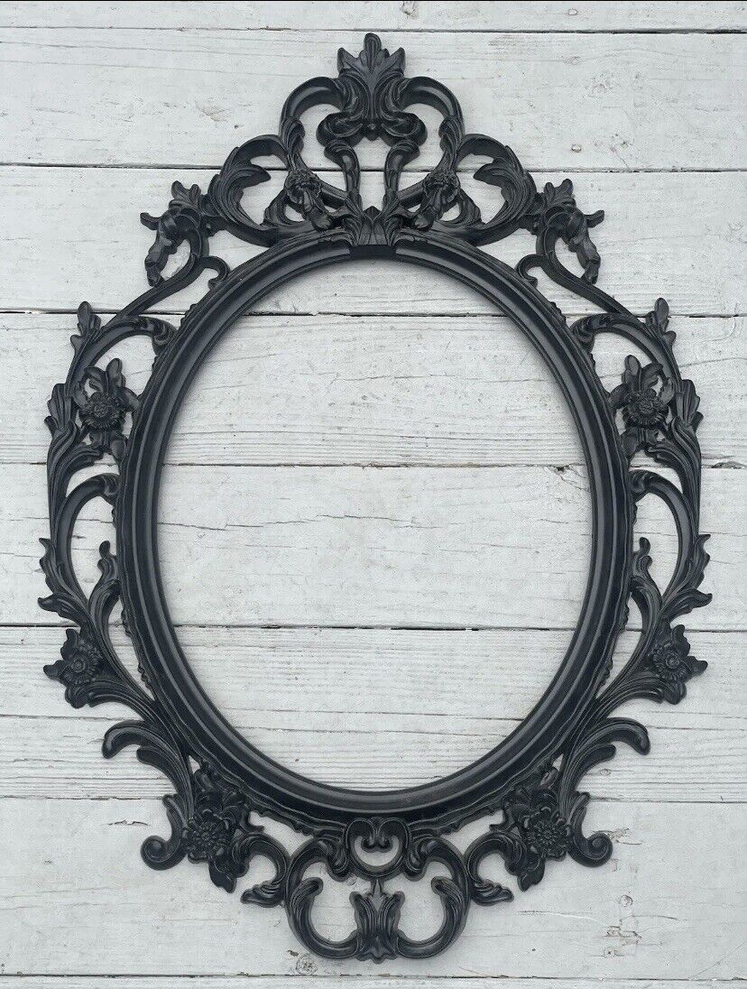 Victorian style vintage style oval black ornate frame large
