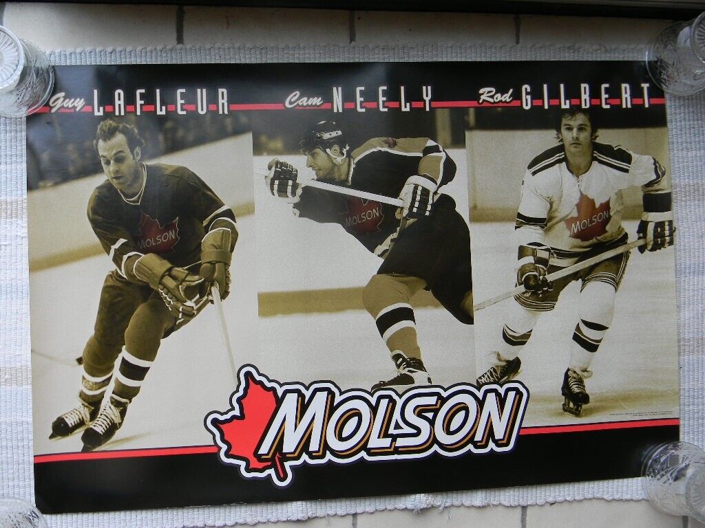 RARE MOLSON BEER NHL HOCKEY CAM NEELY BRUINS GUY LAFLEUR ROD GILBERT POSTER