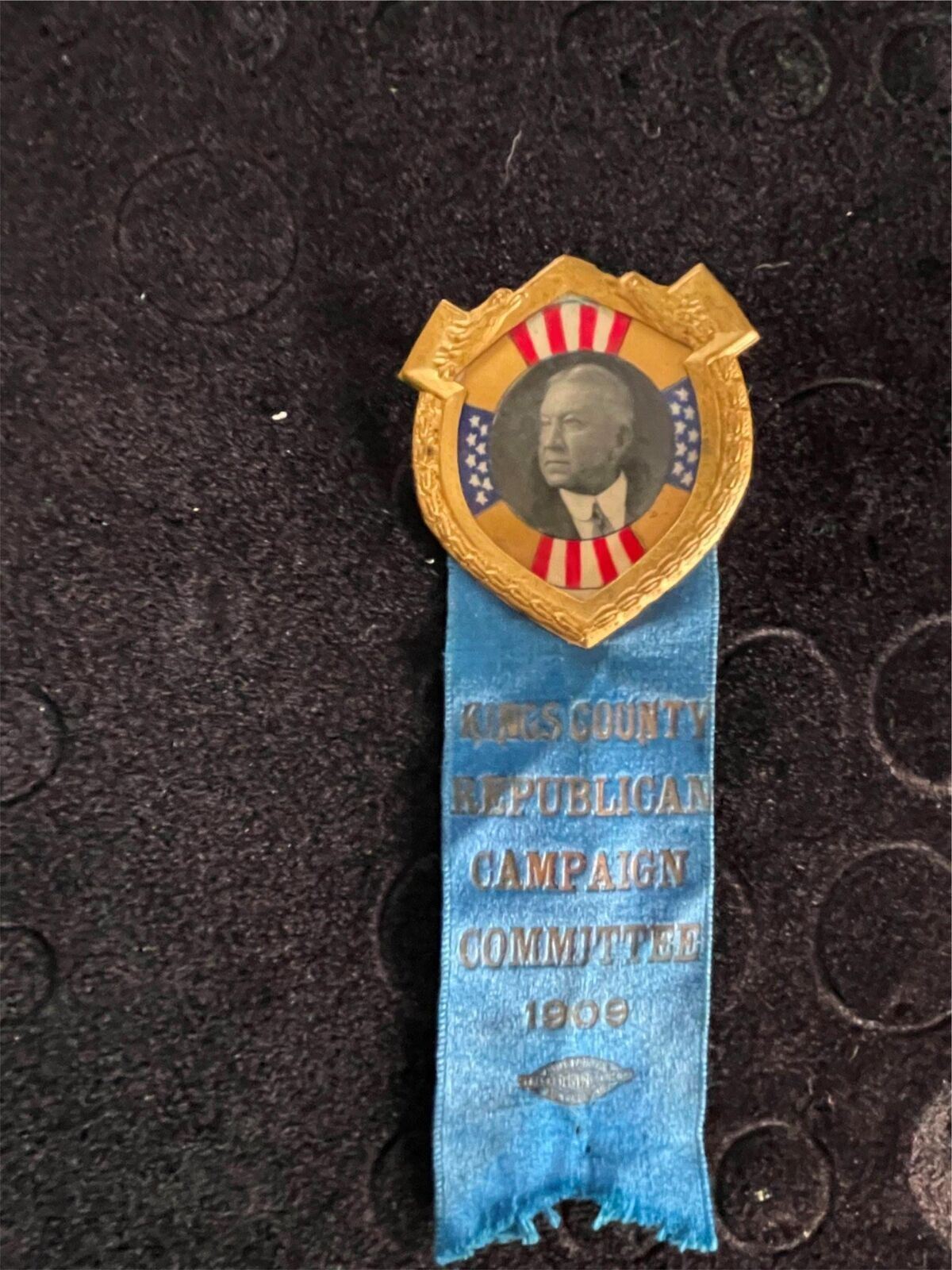 1909 King's County Republican Campaign Committee PINBACK & Ribbon RARE