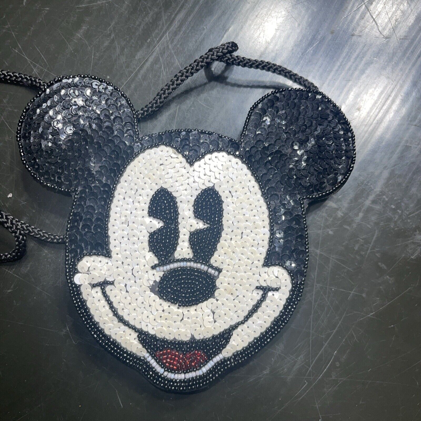 Mickey Mouse beaded coin purse, zip closure, 6”x4. Vintage