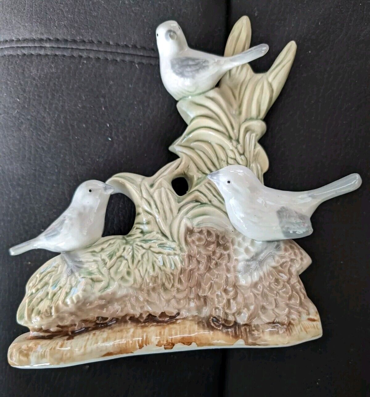 Vintage SOPHIA-ANN Ceramic Three Bird Figurine 7.5” x 6.5”