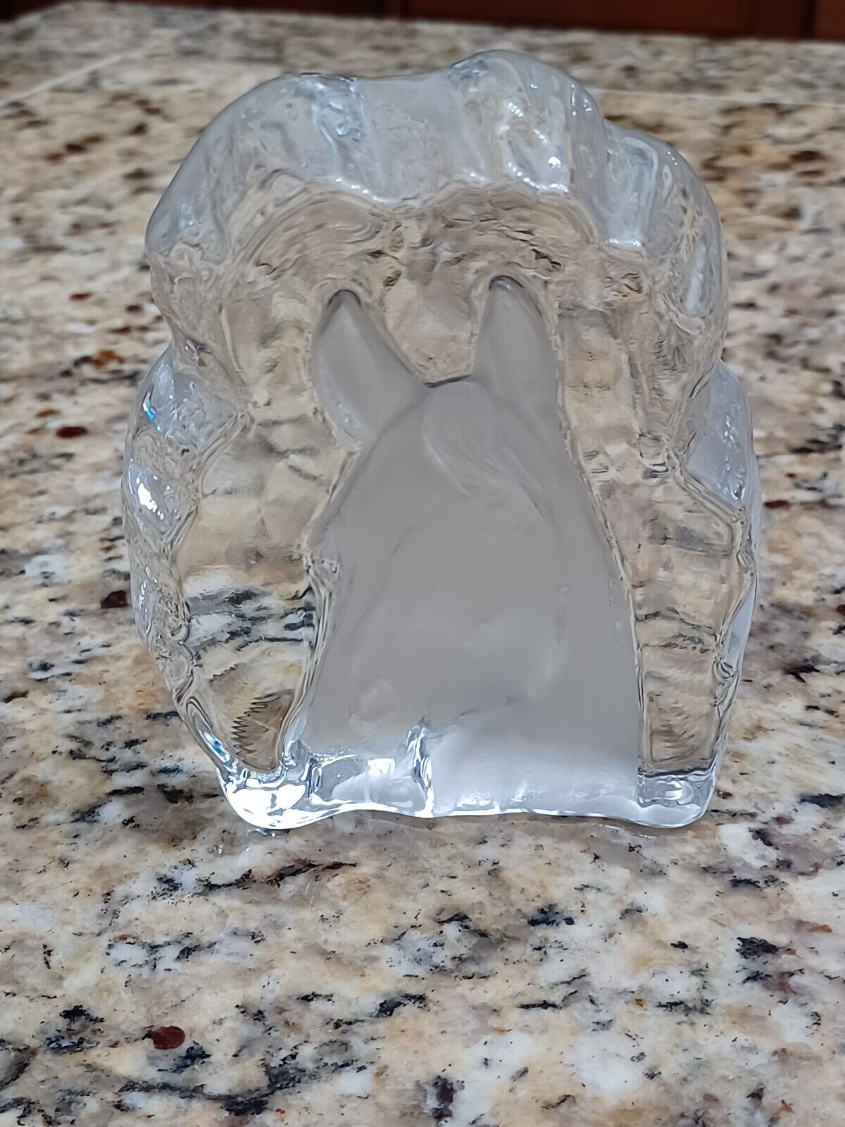 Cristal d\'Arques Crystal Frosted Glass HORSE HEAD Paper Weight clear