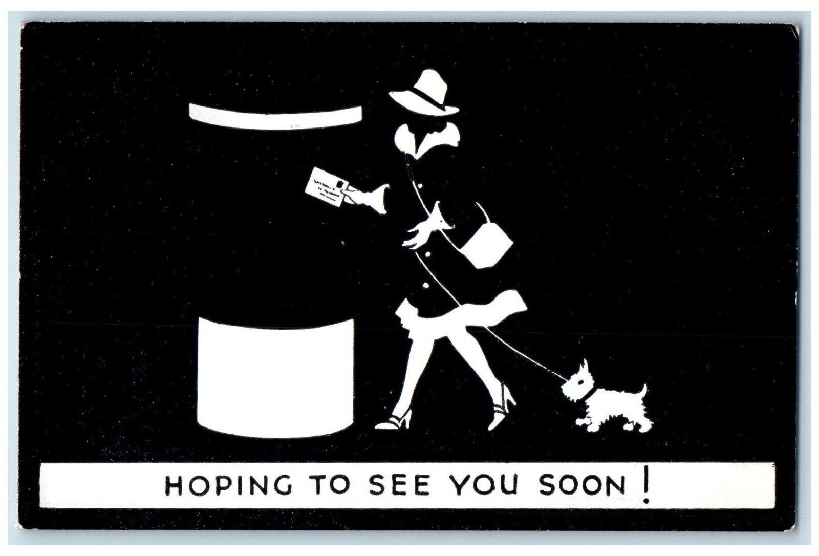 Tuck's Postcard The Blackout Woman Dropping Mail Hoping To See You Soon c1910's