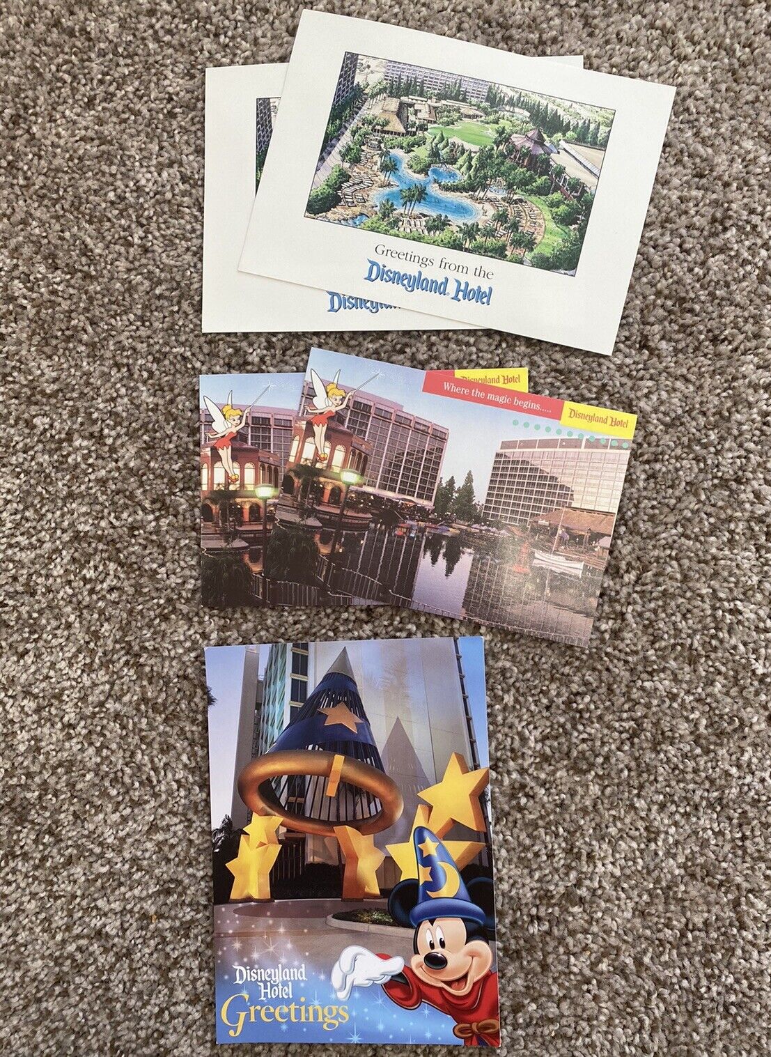 Lot of 5 Disneyland Hotel Postcards 1999 Mickey Mouse Tinker Bell Vintage