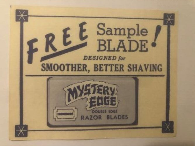 Vintage Antique Advertising Sample - Mystery Edge Razor Blade - 