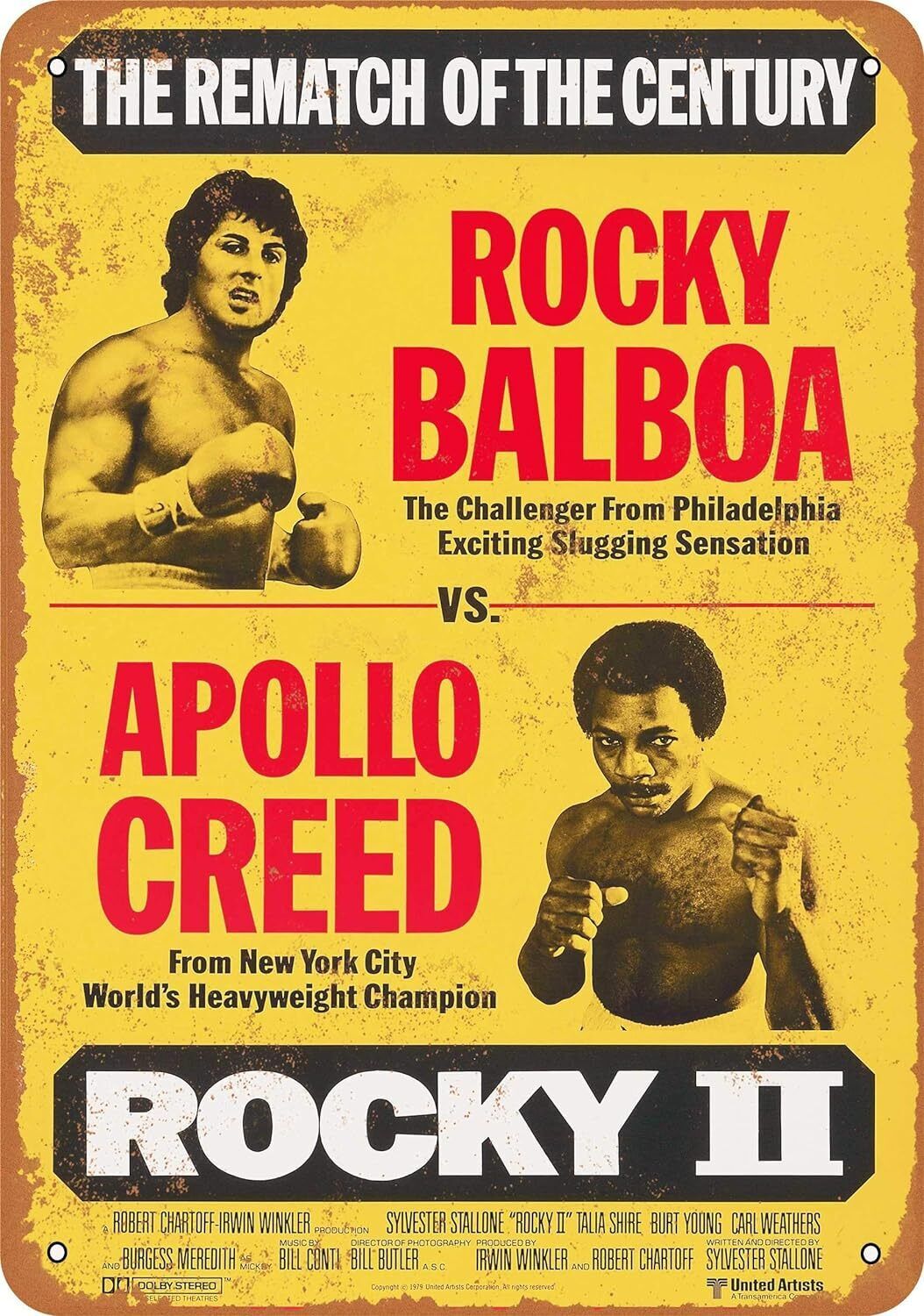 Vintage Retro tin Sign 1979 Rocky Balboa vs. Apollo Creed Wall Decor Poster ART