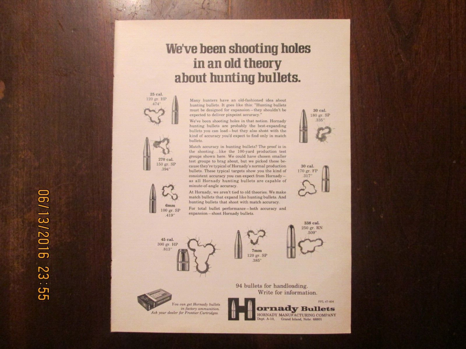 Vintage Full Page Magazine AD Hormady Bullets 1973 \