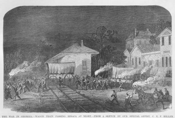 Sherman\'s Wagon Train Passes Through Resaca Georgia 1863 Civil War Photo